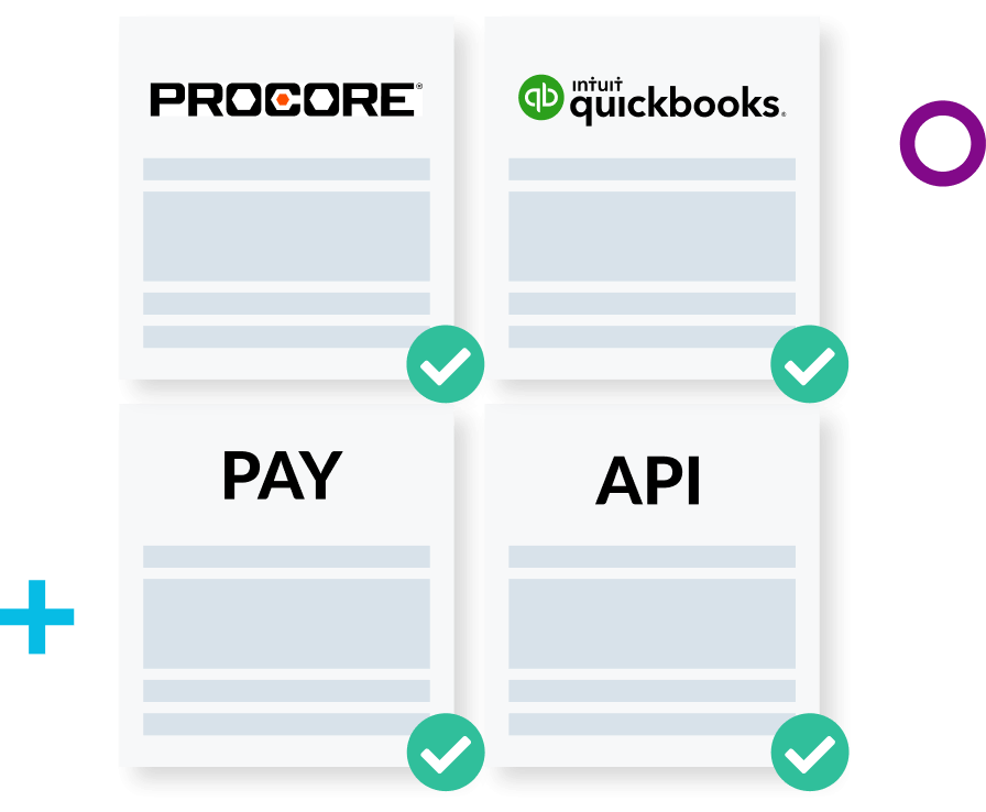 Procore, Quickbooks, and other pay and API integrations