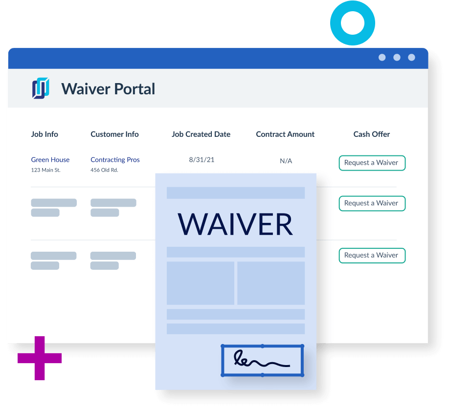 Illustration of Levelset's waiver portal