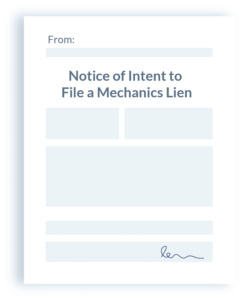 Notice of Intent to Lien Construction Industry