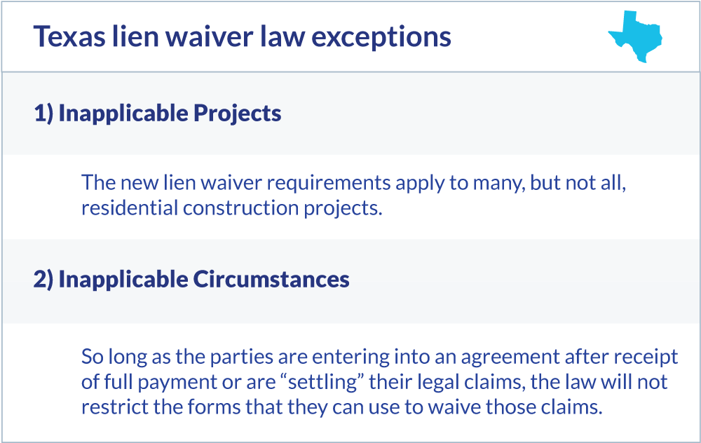 Texas Lien Waiver Law Exceptions