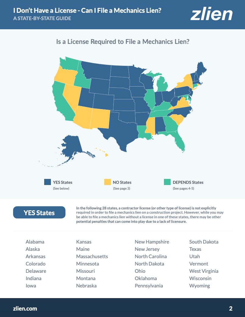 State by State License Requirements to File a Mechanics Lien Levelset
