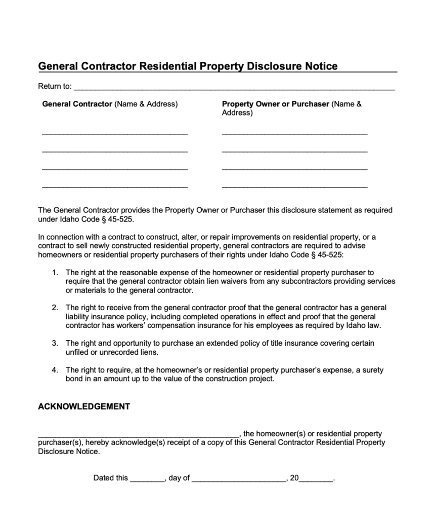 Idaho Residential Disclosure Notice thumbnail