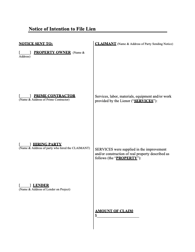 Illinois 90-day Notice of Intent to Lien - form preview