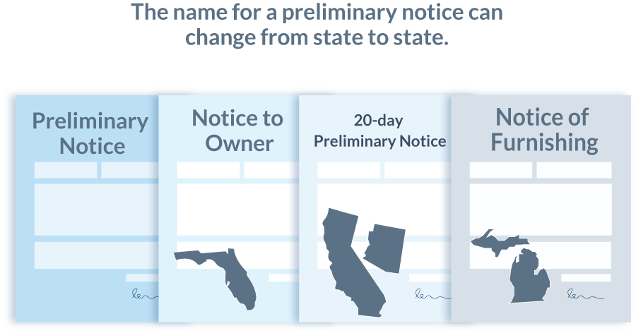 Preliminary Notice Names Vary from State to State