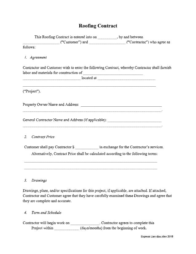 Roofer Contract Template - thumbnail