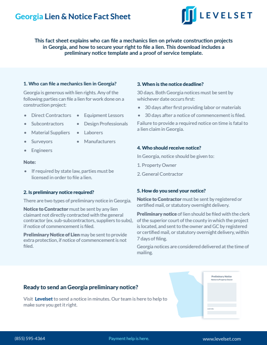 Mechanics Lien and Notice Fact Sheet Levelset