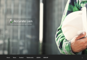Website homepage for Accurate Lien Notices - our review