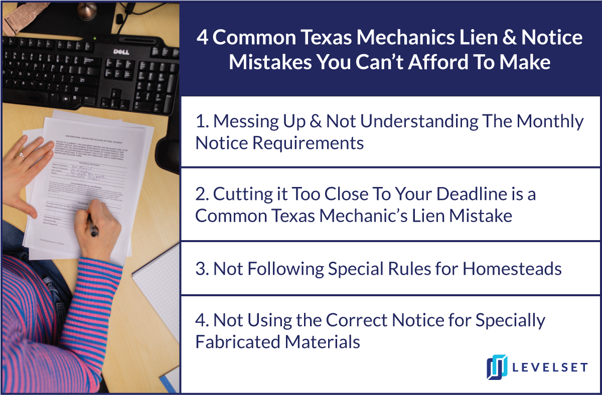 4 Common Texas Mechanics Lien and Notice Mistakes you can't afford to make