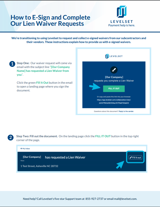 How to Esign & Complete Lien Waiver Requests with Levelset