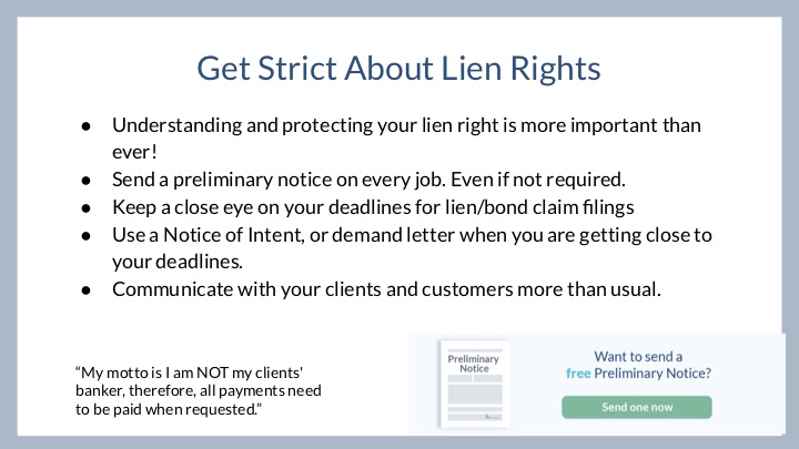 Get strict about lien rights