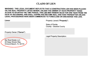Lien Mistake With Wrong Legal Business Name