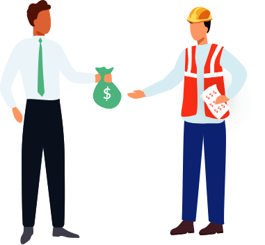Man paying a contractor