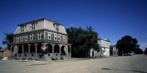 North Dakota hotel under blue sky North Dakota hotel under blue sky