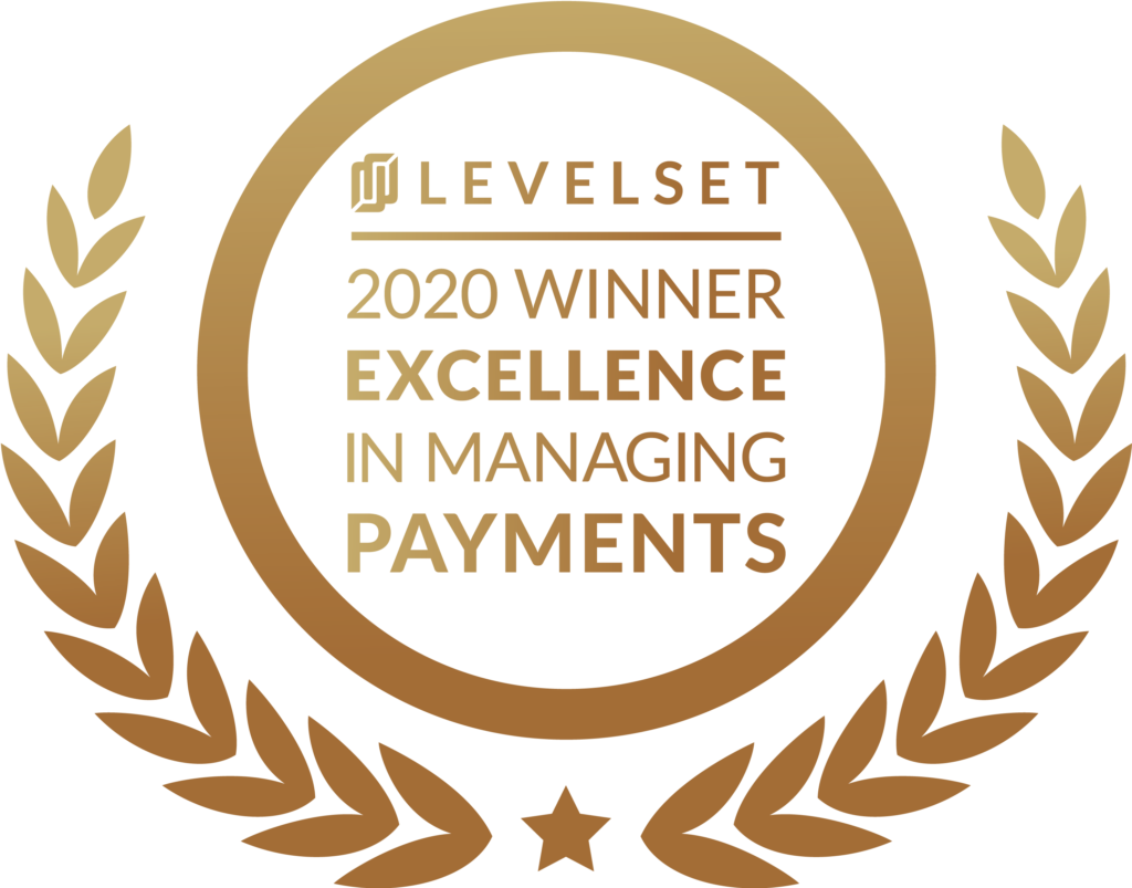 Levelset Award 2020 Excellence in managing payments
