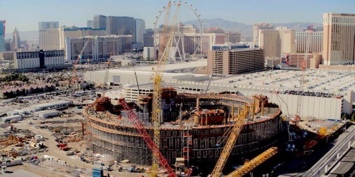 Construction on MSG Sphere Las Vegas