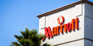 Marriott logo on hotel facade