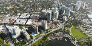 Miami office towers along coastline