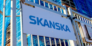 Skanska sign on construction site