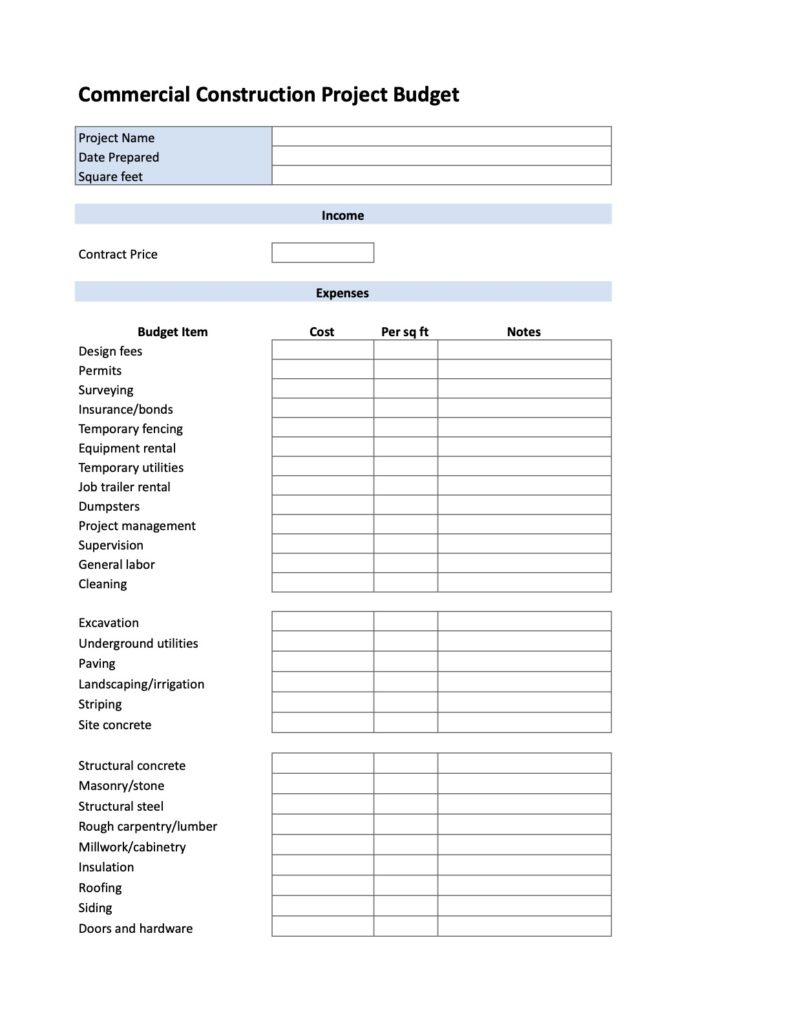 project budget template excel