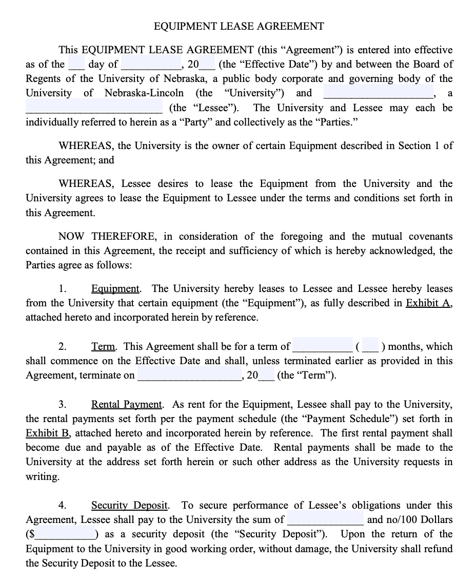 Equipment Rental Agreements (Free Template)