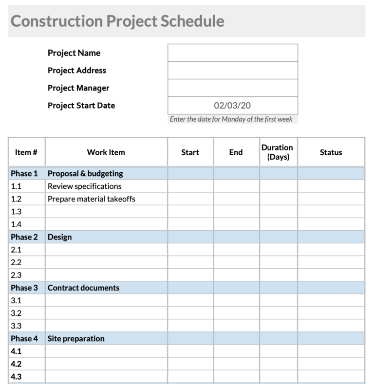 5 Steps to Make a Construction Schedule + Free Schedule Templates
