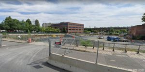 The still-undeveloped site of the Hyatt Place construction in Albany