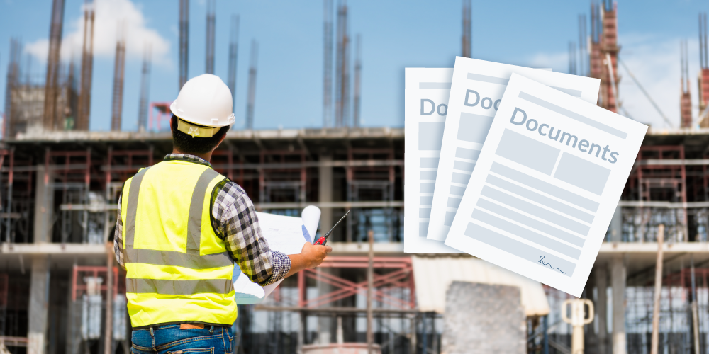 Contractor reviews construction documents