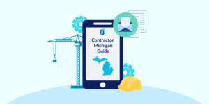 Illustration of phone showing Michigan Contractor Licensing Guide