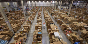 Photo of the inside of a shipping warehouse
