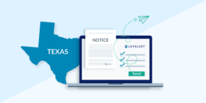 Illustration of laptop sending Texas monthly notice