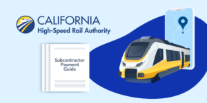 California High-Speed Rail Construction Guide with logo and train photo
