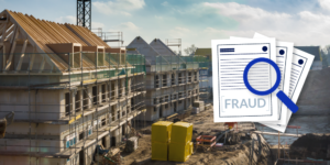 Financial controls to prevent fraud: Construction photos with illustration of documents