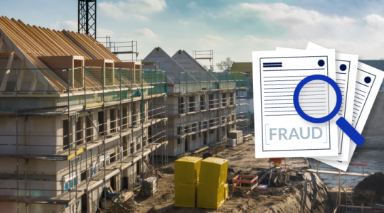 Financial controls to prevent fraud: Construction photos with illustration of documents