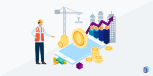 Cryptocurrency in construction illustration