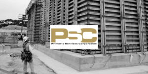 A subcontractor on a jobsite with Primoris Services Corporation logo