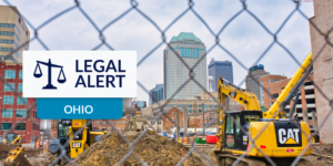 Ohio prompt payment legal alert label and construction site photo