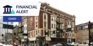 Courtview Apartments in Cincinnati, Ohio with Ohio financial alert graphic
