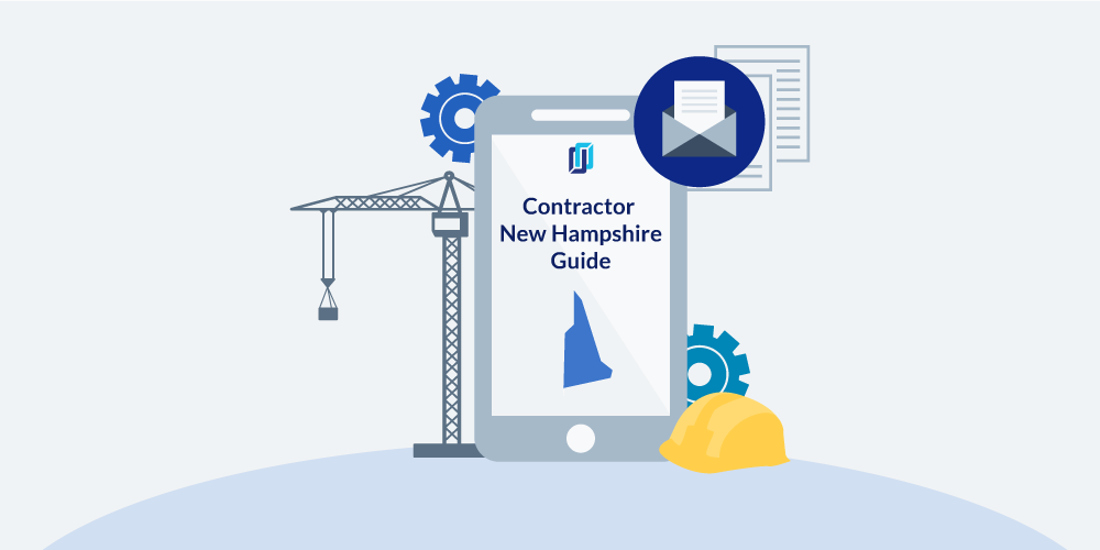 Illustration of phone showing New Hampshire Contractor License Guide