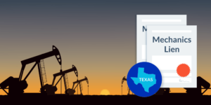 Photo of oil field with Texas mechanics lien graphic