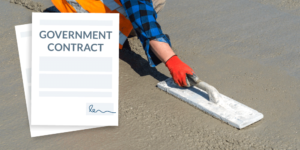Government construction contract illustration with photo of concrete layer