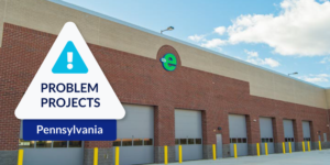 EMTA building with Pennsylvania Problem Project graphic