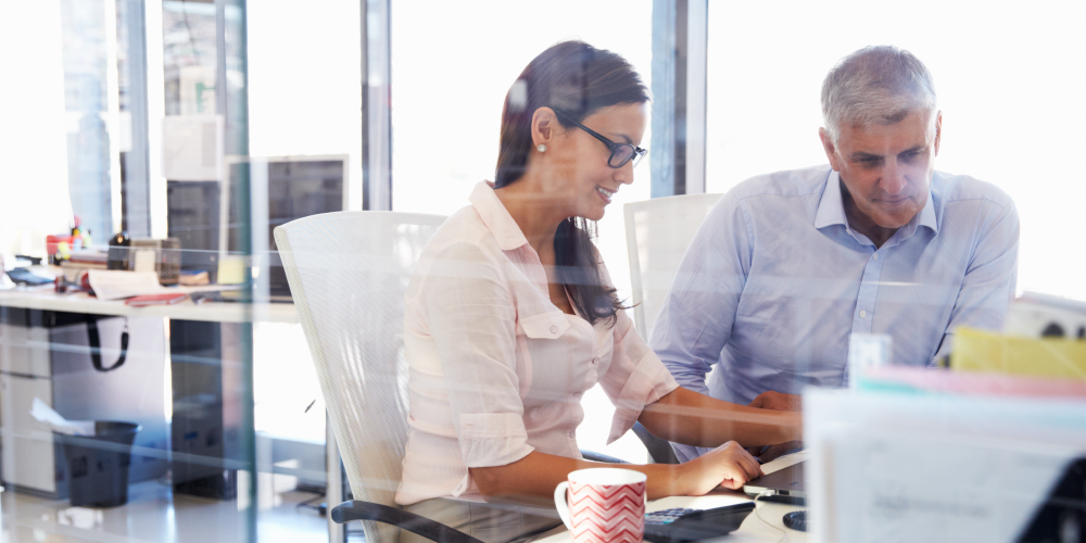 stock photo of two office workers