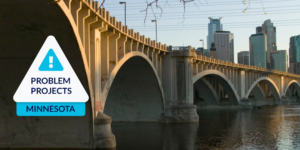 Image of Minnesota 10th Street Bridge with Problem Projects icon on top