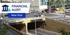 Photo of Third Avenue Tunnel in New York with New York Financial Alert graphic