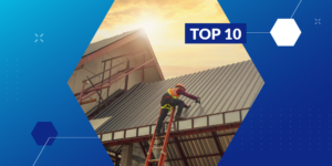 Photo of roofers at work with Top 10 label