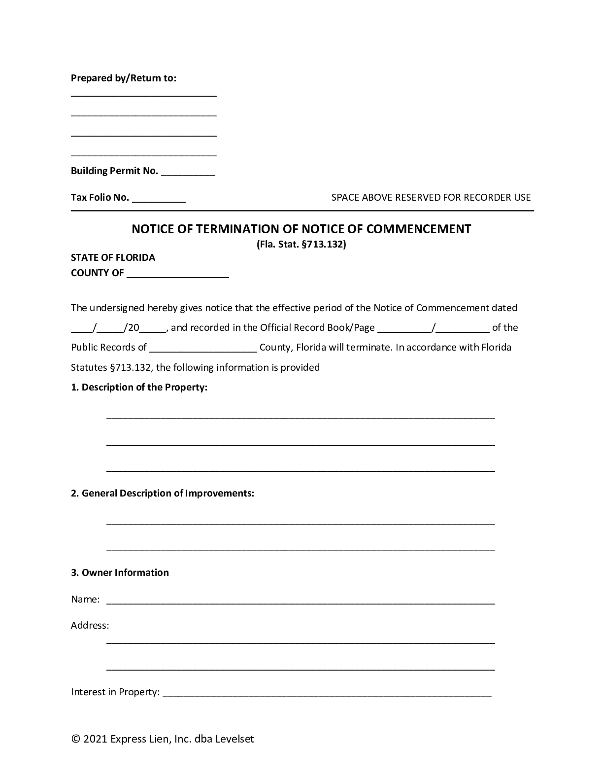 Florida Notice of Termination Form - free from