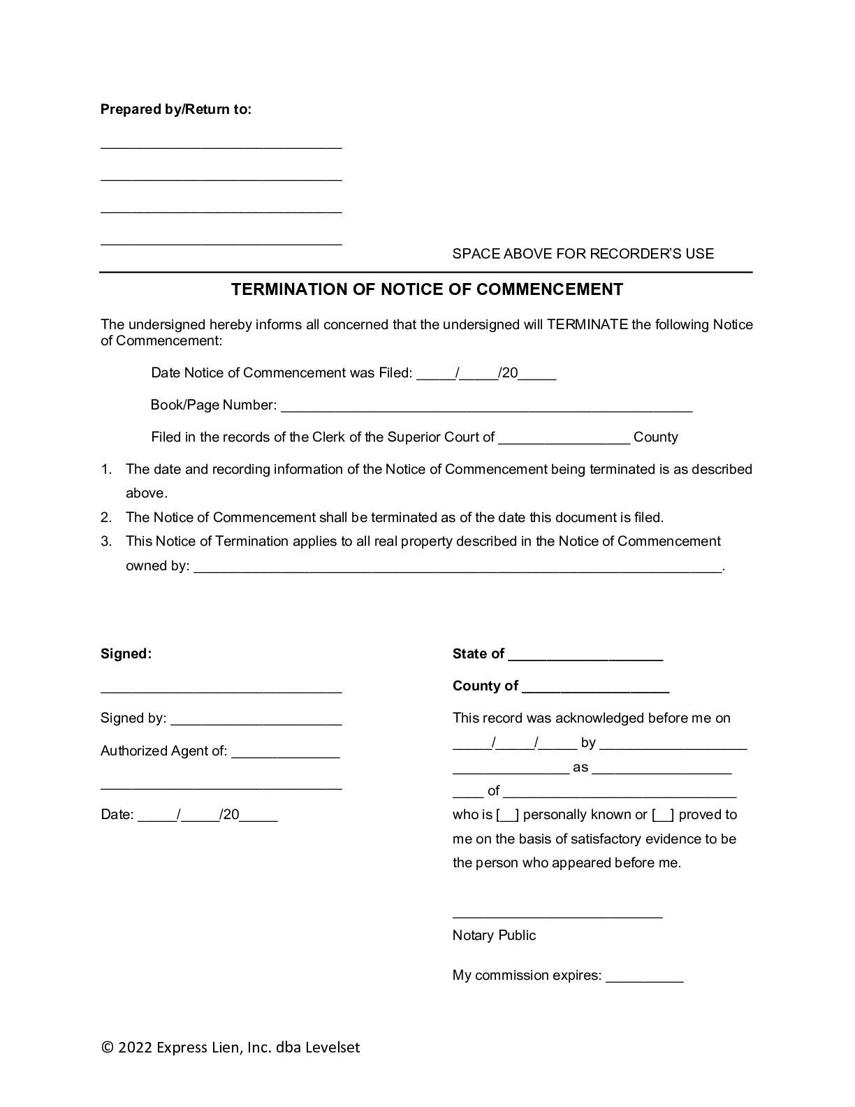 Georgia Termination of Notice of Commencement Form | Free Template - free from